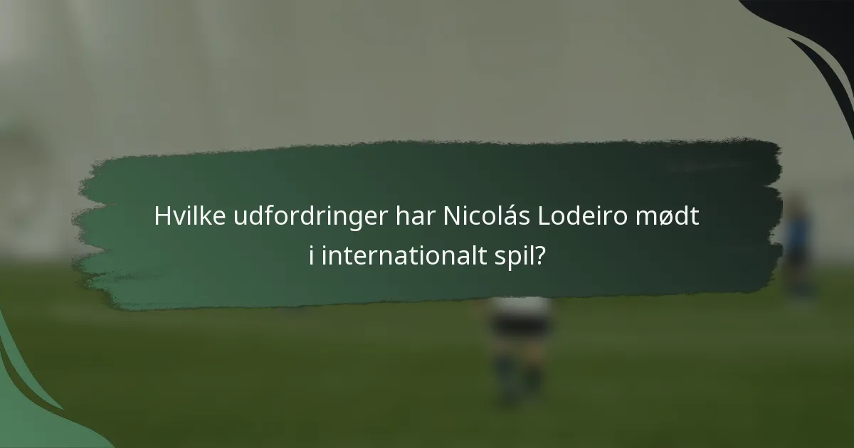 Hvilke udfordringer har Nicolás Lodeiro mødt i internationalt spil?
